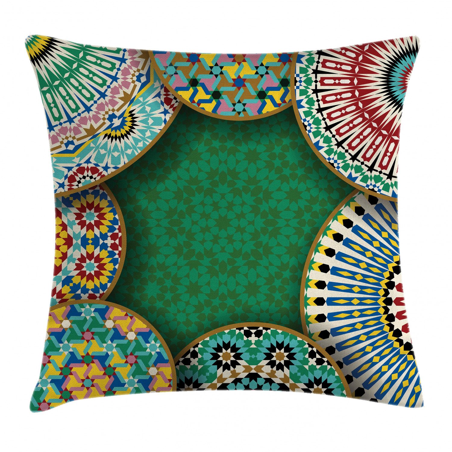 Moroccan Throw Pillow Cushion Cover, Oriental Motif with Mix of Hippie