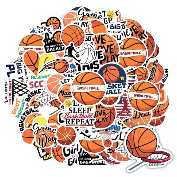 35pcs Round Stickers Basketball Stickers Motivational Decals Funny Stickers for Laptops Suitcases Cars