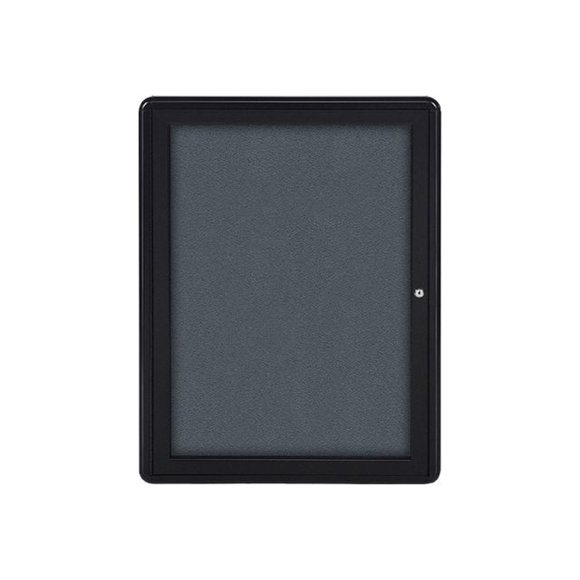 Ghent 2 3/4"x2" 1-Door Ovation Gray Fabric Bulletin Board, Black Frame, Made in the USA