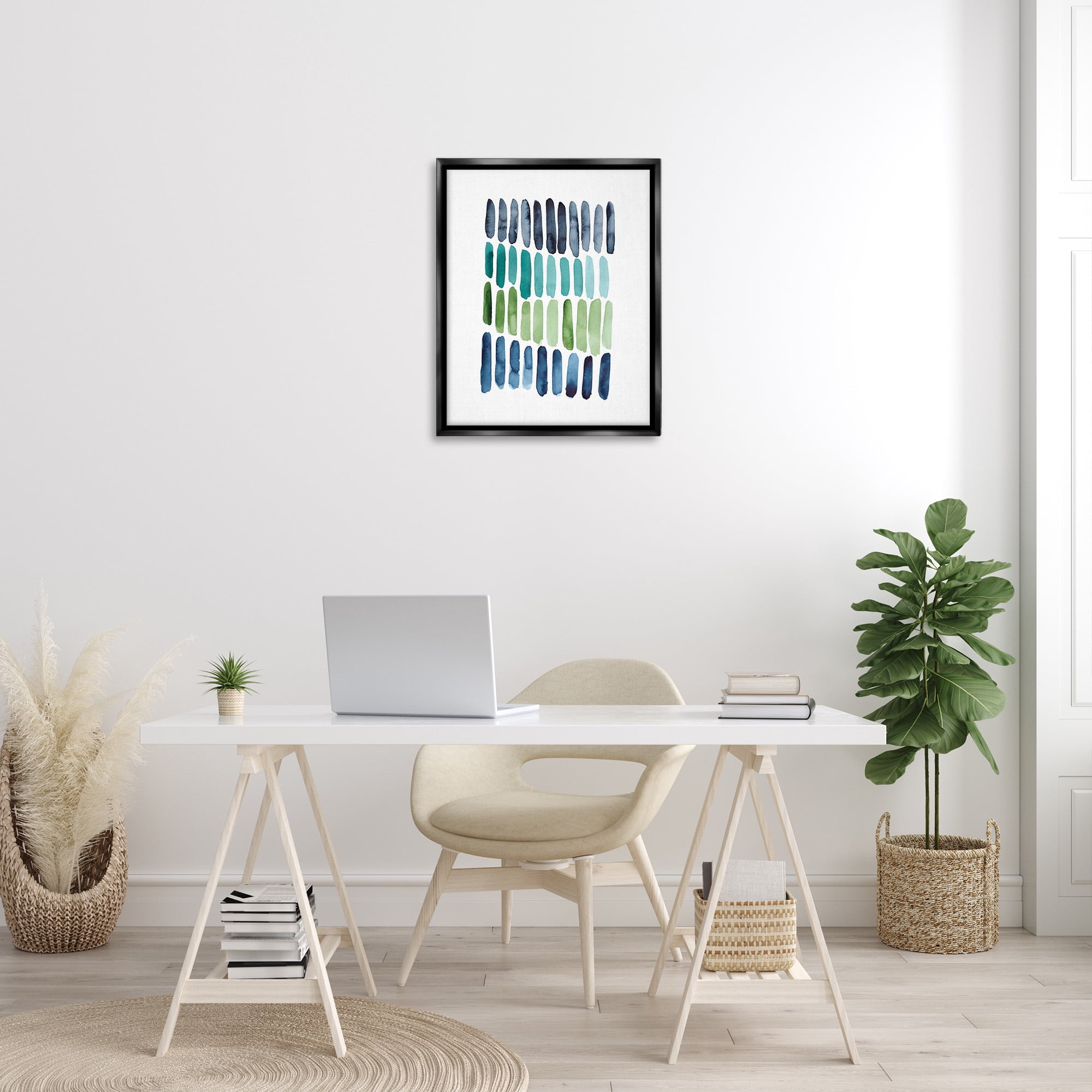 Stupell Industries Nautical Minimalist Shapes Abstract Painting Black Floater Framed Canvas Art Print Wall Art, 25 x 31