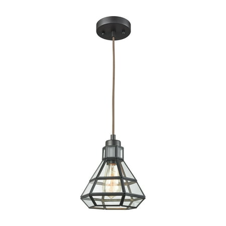 

Window Pane 1-Light Mini Pendant in Oil Rubbed Bronze with Clear Glass - Includes Adapter Kit