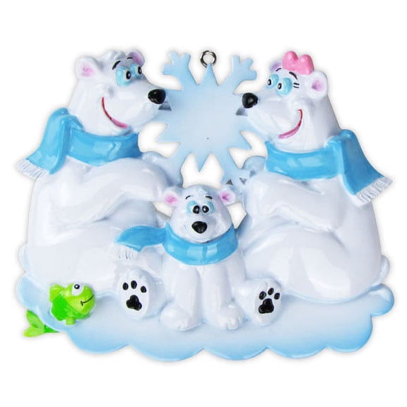 Polar Bear Family of 3 Personalized Christmas Ornament DO-IT-YOURSELF