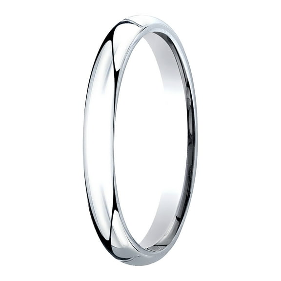 Womens 14K White Gold, 3mm Slightly Domed Standard Comfort-Fit Wedding Band (sz 10)