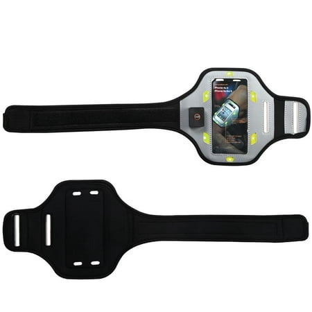 Premium Vertical Pouch Advanced Sport Armband (with Green Flashing Lights) for Motorola Moto E, Moto E (2nd generation), XT1030 (Droid mini), XT901 (Electrify M), XT907 (Droid Razr M), XT556 (Defy (Best Flashlight App For Droid Razr)