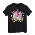 thumbnail image 1 of WEIYLL T-Shirt pour Filles Imprimé Lettre Décontracté Col Rond Manches Courtes Amples 100 Jours d'École Noir Sortie Hauts 6-7 Ans, 1 of 4