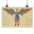 thumbnail image 2 of Print: Humorous Portrayal Of A Man Who Flies With Wings Attached To His, 2 of 4