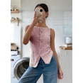thumbnail image 4 of Womens Button Down Tank Top Summer Sleeveless Square Neck Going Out Tops Casual Cropped Vest Claret S, 4 of 5
