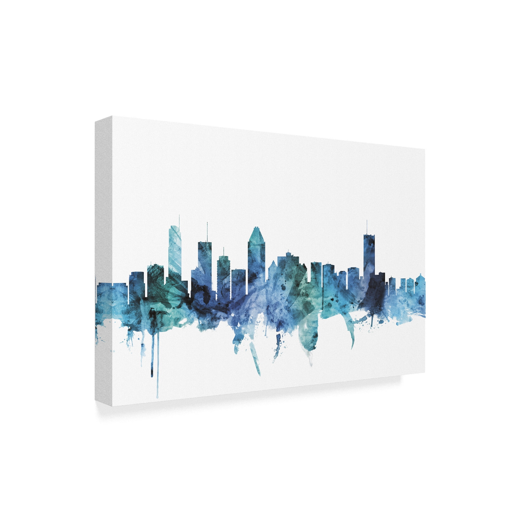 Trademark Fine Art 'Montreal Canada Blue Teal Skyline' Canvas Art by Michael Tompsett