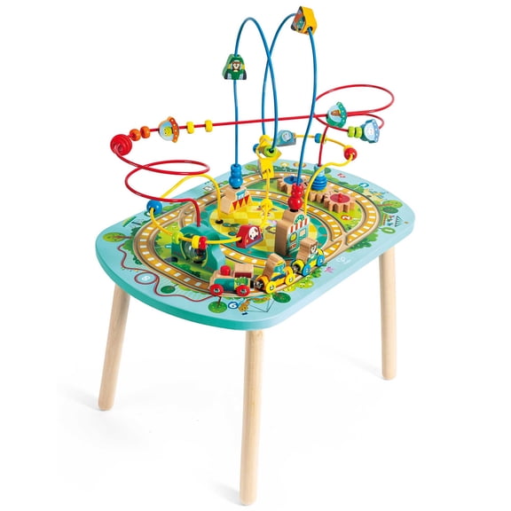 Hape: Twisting Railway Maze Table - Wooden Animal Graphics Maze Toy, Sensory Development & Motor Skills, Brightly Colored, Toddlers & Kids 18 mo 