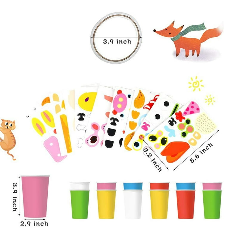 12pcs Children 3D DIY handmade Paper Cups Sticker Material Kit