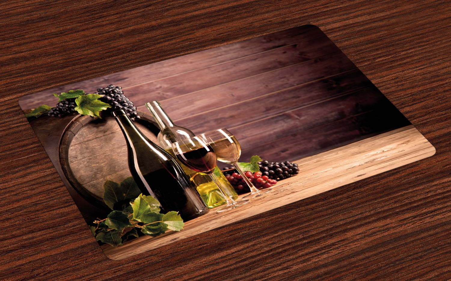 Wine Placemats Set of 4 Still Life of Wine with Wooden Keg Rustic
