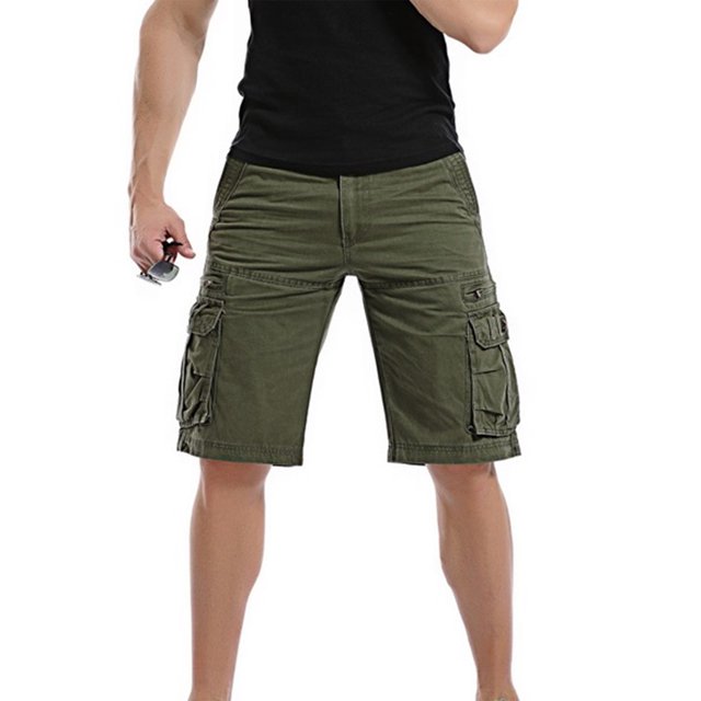 xiaxaixu Men Cargo Shorts, Button Zipper Closure Solid Summer Shorts Streetwear with Pockets
