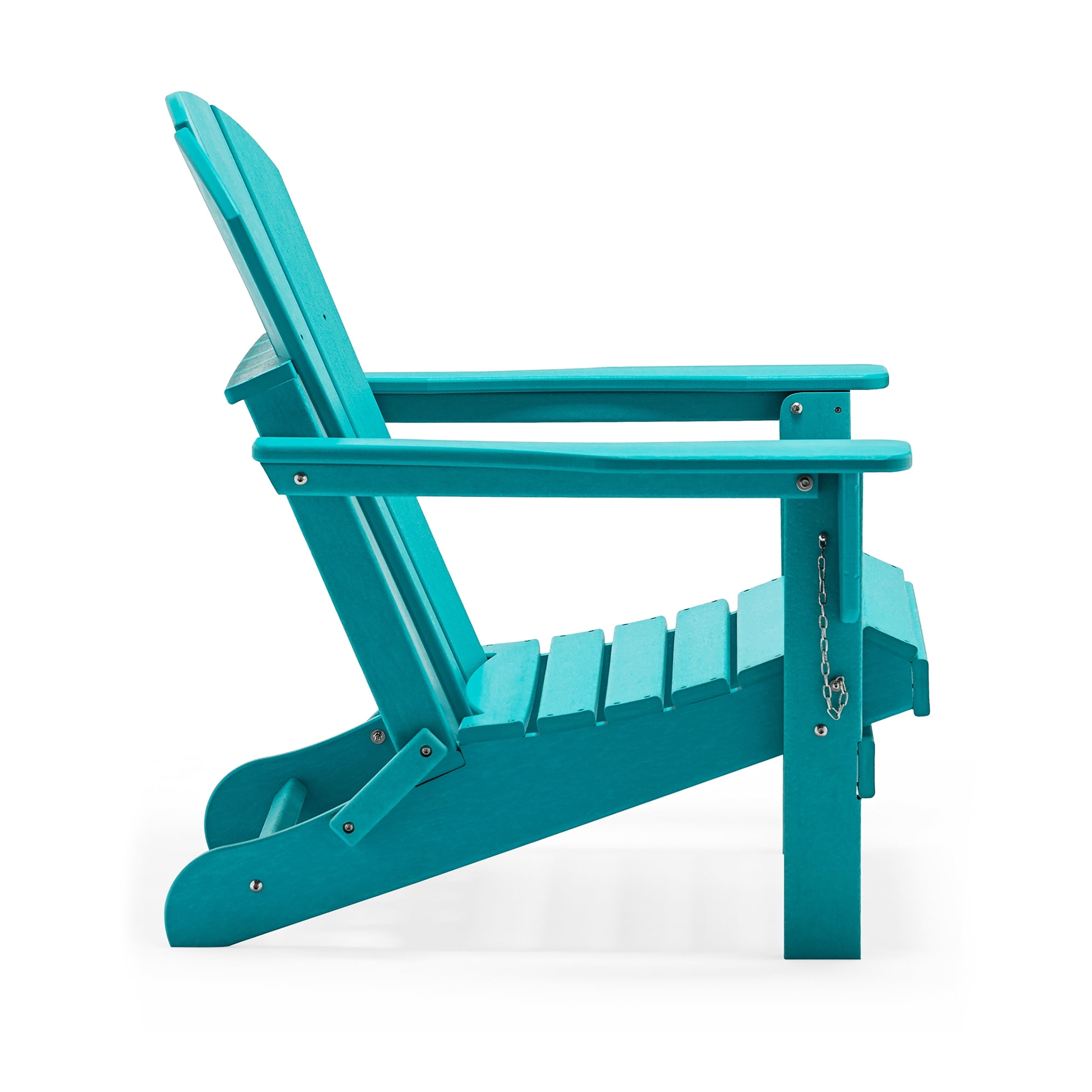 Polytrends  Laguna Hdpe All Weather Outdoor Patio Foldable Adirondack Chairs With Side Table (3-Piece Set) Turquoise