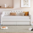 thumbnail image 2 of Luckynote Twin XL Upholstered Daybed, with Drawers and LED Lights, Beige, 2 of 11