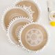thumbnail image 4 of Mantel individual redondo bohemio de 38 cm con flecos de yute tejido y borlas para comedor INS Hot Table Decors, 4 of 6