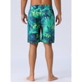 thumbnail image 3 of DARING DIVA Men's Drawstring Hawaiian Summer Beach Swim Shorts 32 Dark Green, 3 of 6