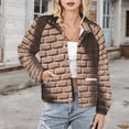thumbnail image 3 of Jackets for Women Winter Coat Jackets Flannel Stand Collar Jacket(Red Brick Wall, Brick Stone Wall,Size:S-4XL), 3 of 7