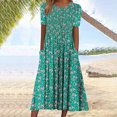 thumbnail image 1 of Fankiway Robe Longue Décontractée à Manches Courtes et Col Rond Imprimé pour Femmes, Grande Taille, Printemps, 8037, 1 of 6