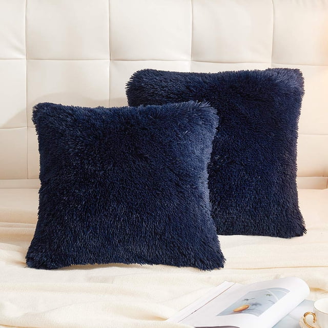 Fundas de almohada decorativas LIFEREVO 46 x 46 cm, 2 unidades, color azul marino
