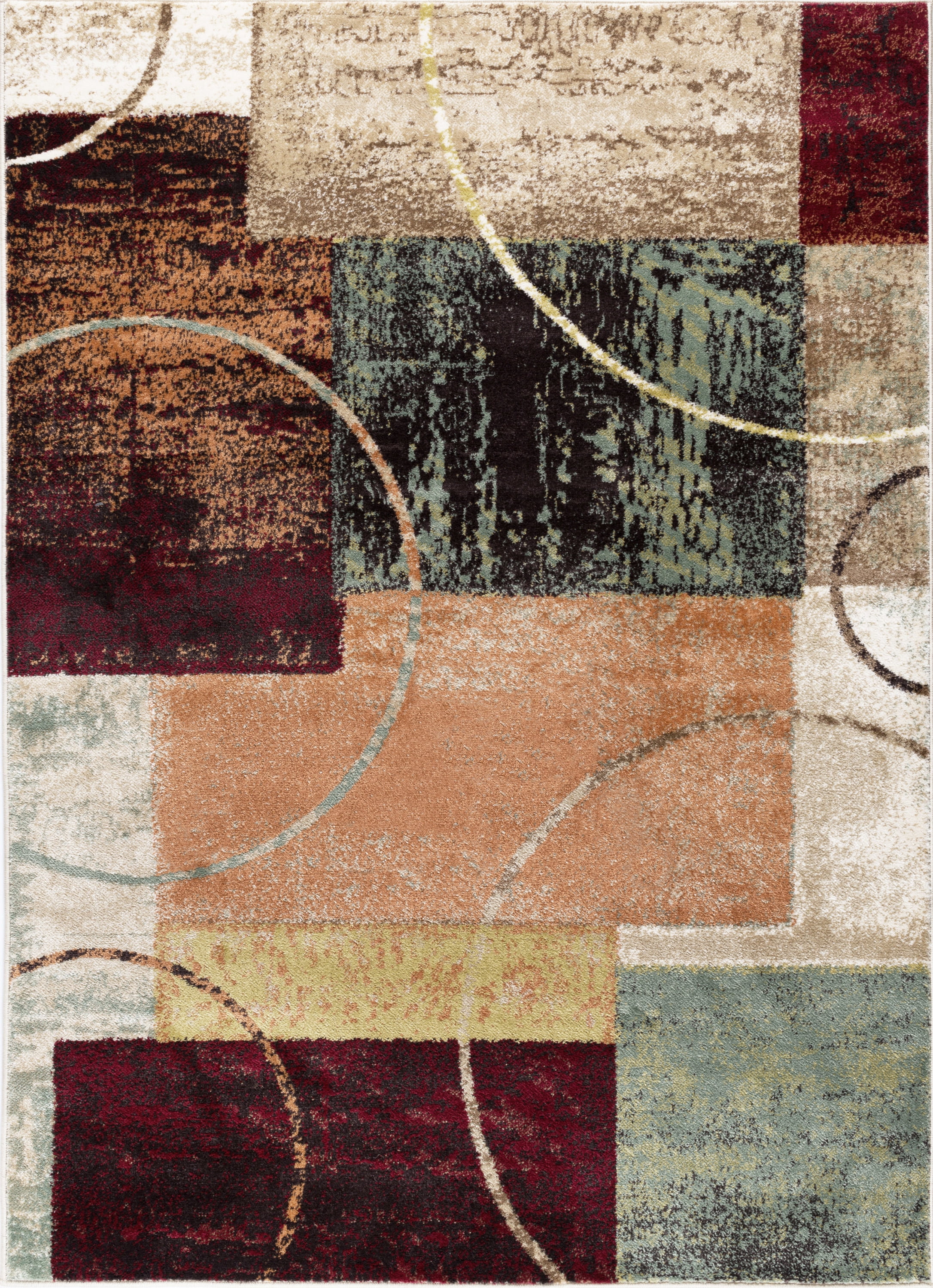 Deco Contemporary 5' x 7' Multi-Color Polypropylene Indoor Area Rug