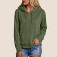 thumbnail image 2 of Towmus Half Boutton Womens Hoodies Solid Color Drawstring Casual Hooded Sweatshirts for Woman with Pocket, 2 of 6