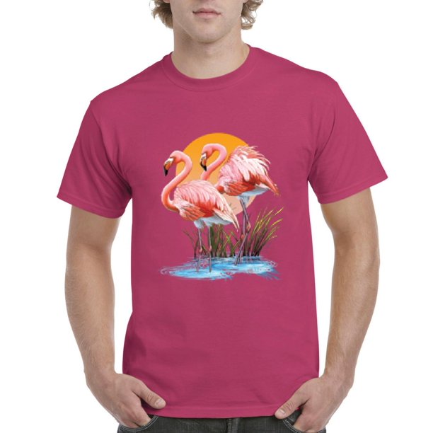IWPF Mens Pink Flamingos In Water Short Sleeve TShirt