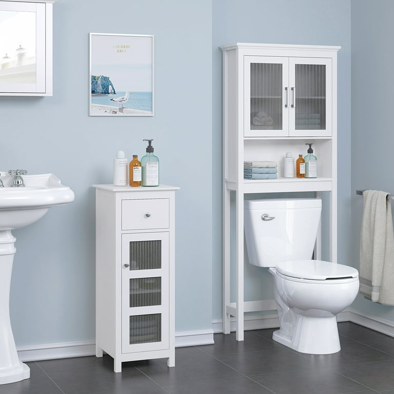 Spirich Over The Toilet Storage Cabinet, Bathroom Shelf Over Toilet,  Bathroom Storage Cabinet Organizer, White