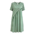thumbnail image 7 of Snorda Dresses for Women Stripped Dress with Short Sleeves and Round Neck Irregular Spliced Dress Casual Loose Breathable Soft Summer Dresses for Women All-Day Comfortable Wear, 7 of 7