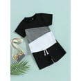 thumbnail image 3 of Toddler Kids Baby Boy Summer Outfts 3M 6M 12M 18M 24M 3Y 4Y 5Y 6Y 7Y Short Sleeve Shirts Stripe T-Shirt + Shorts 2Pcs Casual Clothes Set, 3 of 9