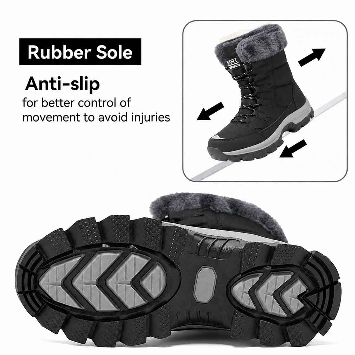 Dumajo Women's Snow Boots Winter Waterproof Ankle Bootie photo 6