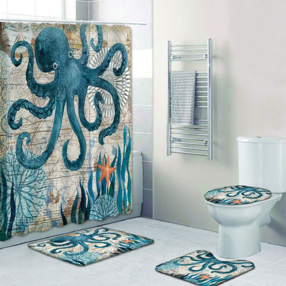 12 Hooks Shower Bathtub, Octopus Bathroom Accessories