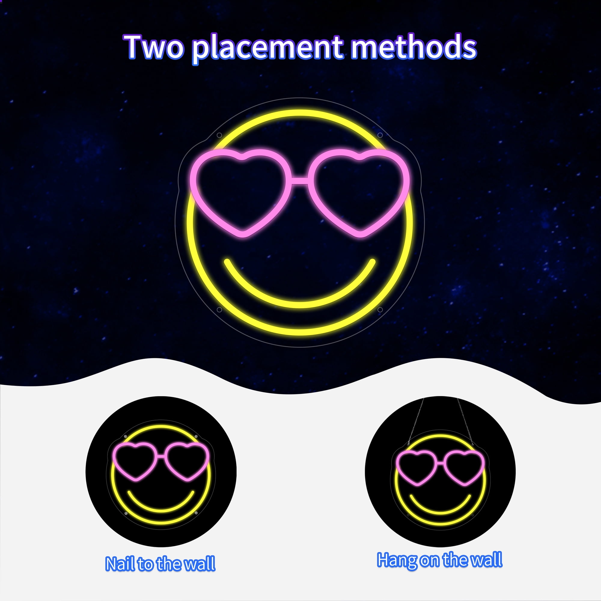 Smile Face Neon Sign, Funny Smile Face Led Neon Signs for Wall Decor, Dimmable Neon Light for Bedroom, Game Room, Kids Room, Bar Decoration, USB Light Up Signs for Wedding Birthday Party