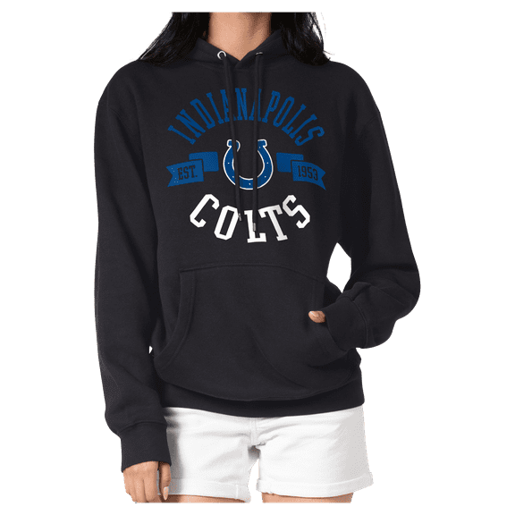 Women's G-III 4Her by Carl Banks Black Indianapolis Colts Round Team Logo Fleece Tri-Blend Pullover Hoodie
