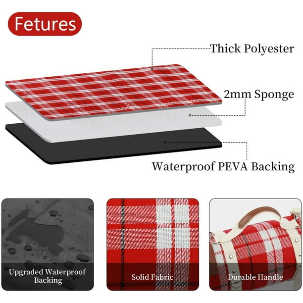 Extra Large Picnic Blanket Beach Mat Waterproof Folding Picnic Outdoor Blanket 79 x 59 Oversized Rug Portable Blanket with Stakes for Outdoor Picnics Camping Beach Concert Grass Walmart