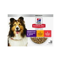 Hill's Science Diet Sensitive Stomach & Skin Wet Dog Food Variety Pack, 12.8oz Can 12pk