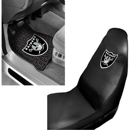 NFL Oakland Raiders 2 pc Front Floor Mats and Car Seat Cover Value