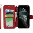 thumbnail image 6 of for iPhone 11 Pro Max Wallet Case with Card Holder Slots,Kickstand Phone Cover Premium Leather Magnetic Closure Slim Flip Shockproof Wrist Strap Case for iPhone 11 Pro Max 6.5",Wine Red, 6 of 14