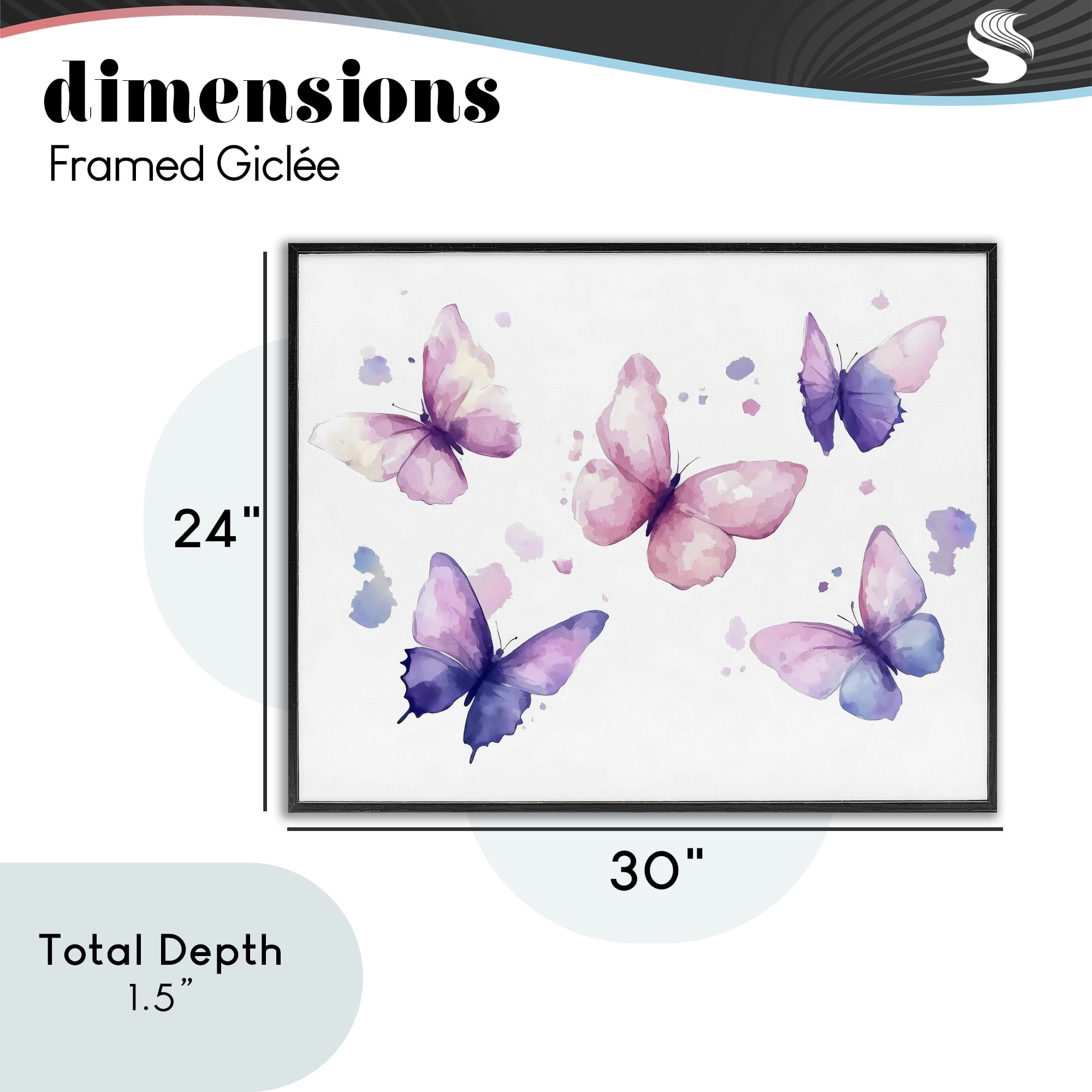 Stupell Industries Blue and Pink Butterflies Black Framed Giclee Art, design by Creative Studio