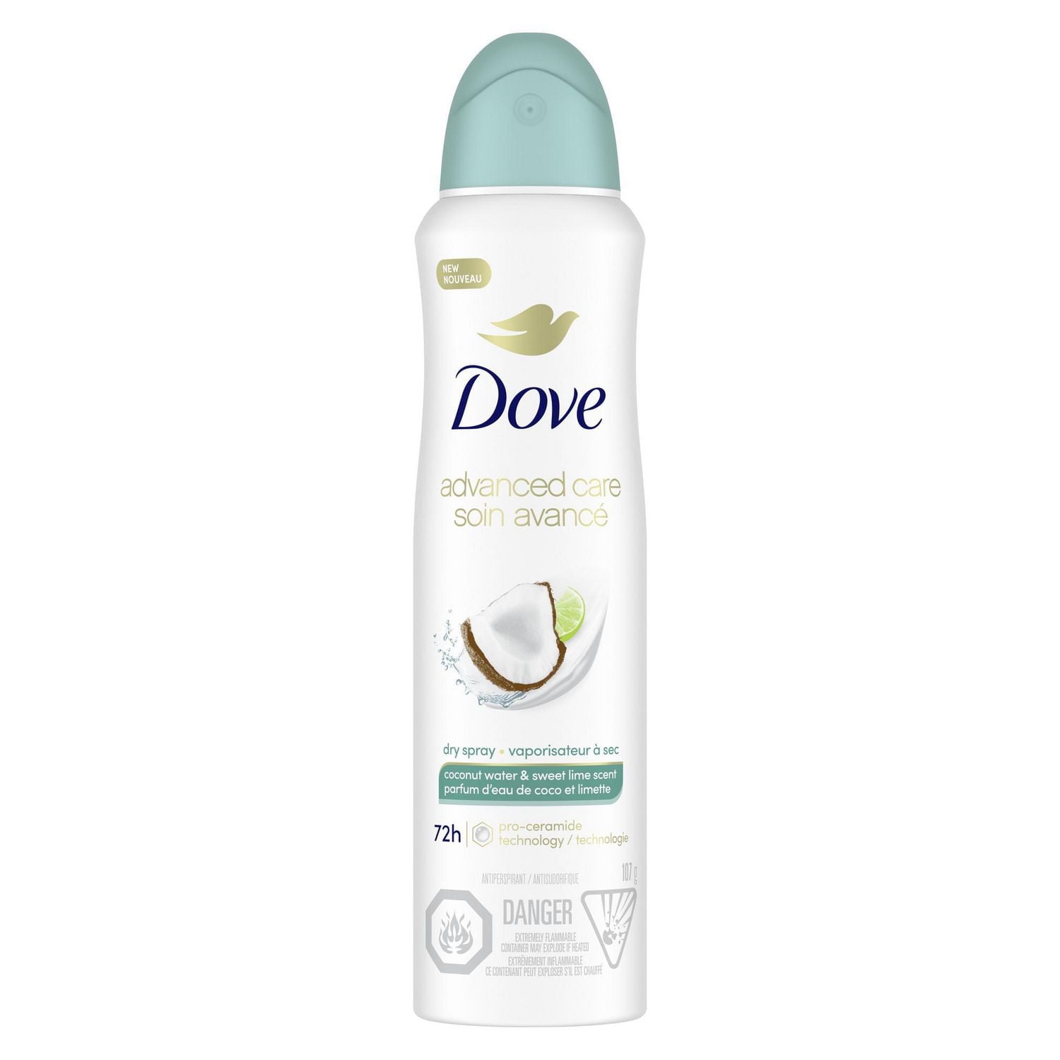 Antisudorifique 72 h parfum d'eau de coco et limette Dove Soin Avancé 107 g