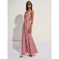 thumbnail image 4 of Red And White Striped Sleeveless Mermaid Dress With Side Cut-Out And Button Front, 4 of 6