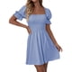 thumbnail image 3 of Txlixc Vestido de manga corta de mujer, cuello cuadrado, pliegue de pliegue Txlixc moda, 3 of 6
