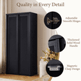 thumbnail image 6 of Brafabhome 67" Tall Rattan Storage Cabinet with 2 Doors, Wooden Pantry Cabinets with 4 Adjustable Shelves & Solid Wood Handle for Home, Kitchen | Black, 6 of 10