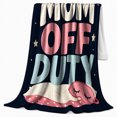 thumbnail image 2 of Mom Off Duty Sleepy Moon Stars Playful Celestial, Playful Celestial Art Scene, Warm Flannel Blanket for Home Library and Reading Nook, Celestial Art Lovers Mother's Day Gift, Celestial Home Decor, 2 of 7