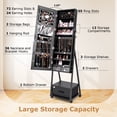 thumbnail image 6 of Giantex Freestanding Jewelry Cabinet, Jewelry Makeup Storage Organizer, Mobile Jewelry Armoire, Black, 6 of 8