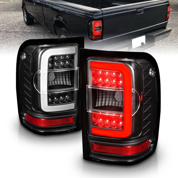 AmeriLite FORD RANGER 01-11 TAIL LIGHTS BLACK HOUSING CLEAR LENS W/C LIGHT BAR