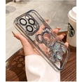 thumbnail image 4 of 6D Electroplated for iPhone 13 Pro Max Case for Women Girls Luxury Liquid Quicksand Case with Camera Protector Glitter Sparkly Bear Slim Shockproof Rubber Protecive Case (Silver), 4 of 7