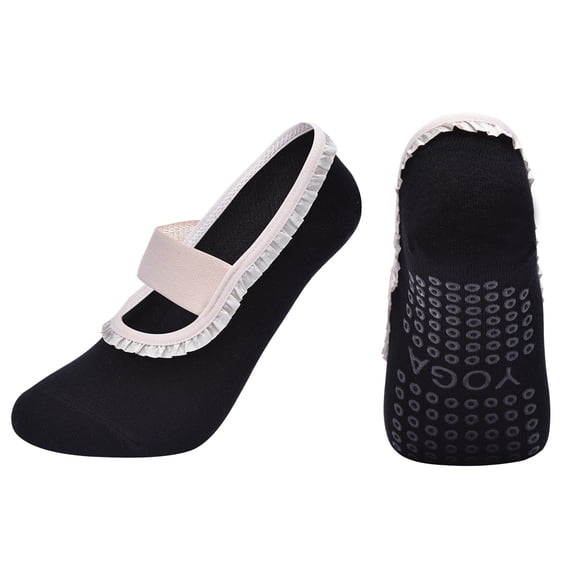 Women's Non-Slip Yoga Socks for Pilates and Dance, Cross Tied Design with Elegant Lace, Made from Combed Cotton for Breathability and Comfort, Ideal for Fitness Workouts - Version A