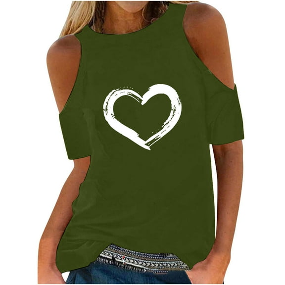 JINMGG Womens Tops,Fashion Women Printing O-Neck T-Shirt Short Sleeve Casual Tee Tops Blouse Green S