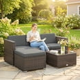 thumbnail image 2 of Outsunny Wicker Patio Furniture w/ Padded Cushions, Corner Sofa Sets, 2 of 10