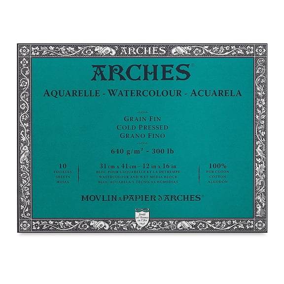 Arches Watercolor Block - 12" x 16", 300 lb, Cold Press, 10 Sheets